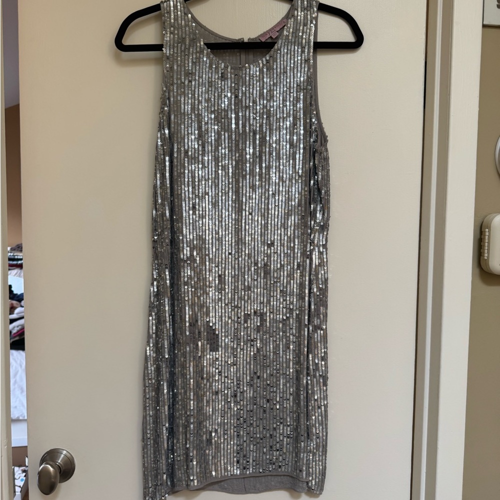 Calypso St. Barth Silver Sequin Sheath Mini Dress